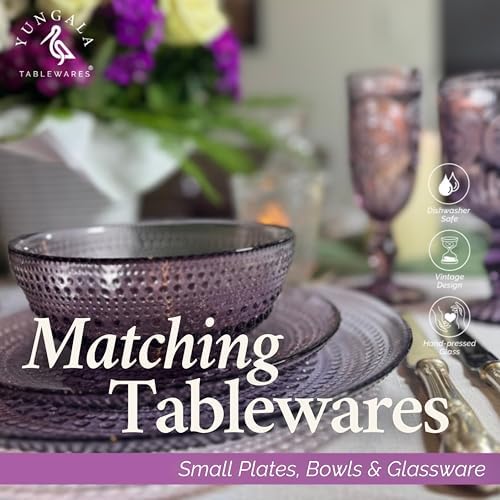 Purple Hobnail Dinner Plates Set 4 Pressed Glass 10.5 Inch - Image 6