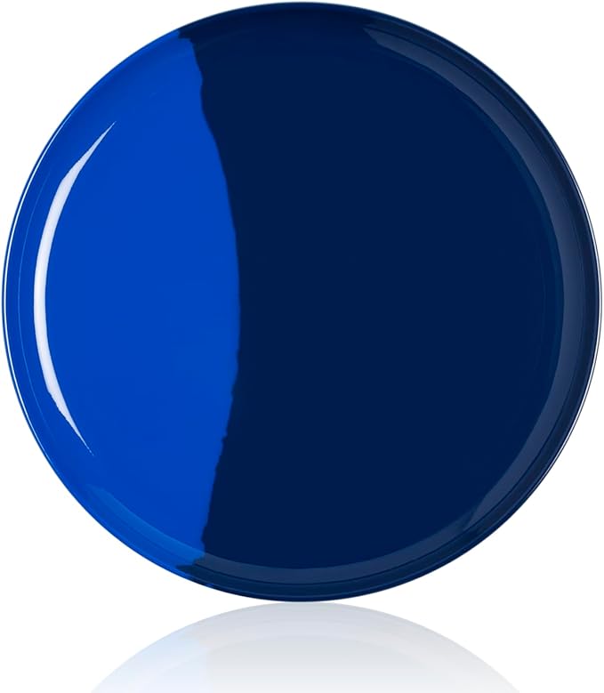 Thomas Fuchs Creative 1/2 & 1/2 Melamine Side Plates Set of 4, Chip and Break-Resistant, Durable Salad Plates, Kid-Friendly Dessert Plates for Indoor and Outdoor, Dishwasher Safe, Cobalt/Navy