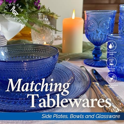 Cobalt Blue Hobnail Dinner Plates Set of 4 Pressed Glass 10.5 Inch - Image 5