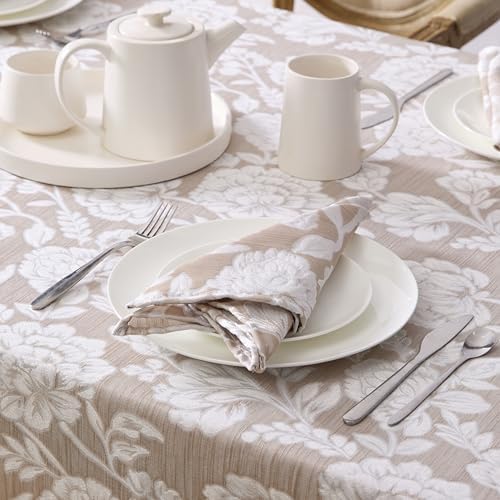 Laura Ashley Wrinkle Resistant Annaleigh Tablecloth, 60" x 120", Taupe - Image 4