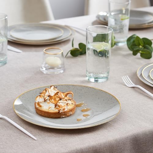 PLASTICPRO 64 Pack Elegant Disposable Plastic Plates Combo Set Includes 32 Dinner Plates and 32 Salad Plates Heavy Duty Fancy Party Plates Grey Granite Plates with Gold rim - Image 7