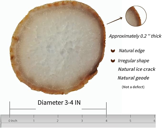 Agate Coasters Geode Agate Sliced Cup Mat 3-4'' 4Pcs Natural Color Polished Coasters with Rubber Bumper for Drinks Coffee Wine Home Decoration Gift Card