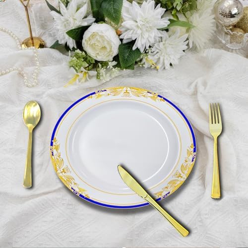Gold Disposable Plastic Plates, Heavy Duty Disposable Dinner Ware Set. - Image 5