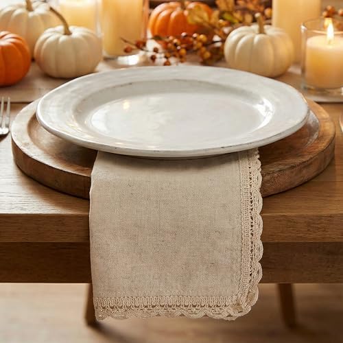 The Beer Valley Set of 12 Flax Lace Cloth Napkins 20x20 Inch - Natural - Image 4