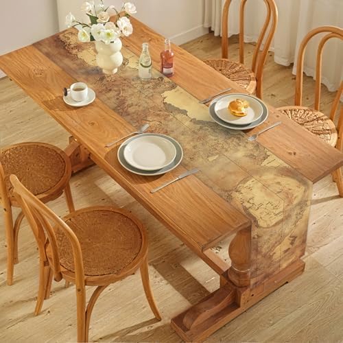 ANNA QUEEN Vintage World Map Table Runner and Placemats Set of 6 – 13"x72" Table Runner with 12"x18" Placemats, Antique Map Design, Rustic Farmhouse Dining Table Decor - Image 7