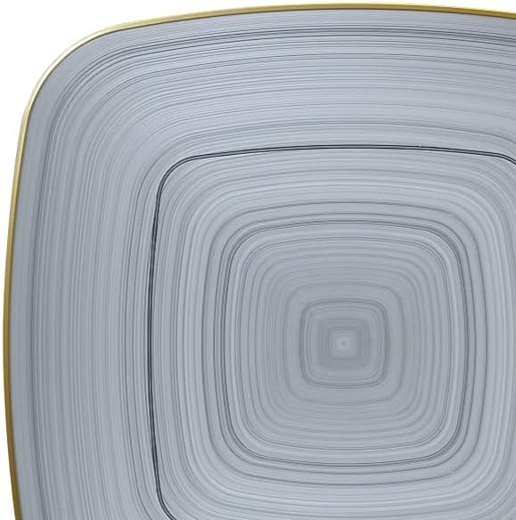 " OCCASIONS " 240 Pieces Pack,(120 Guests) Premium Wedding Party Disposable Plastic Plates Set -120 x 10'' Dinner + 120 x 7'' Salad/Dessert (Belize Square in Black & Gold)