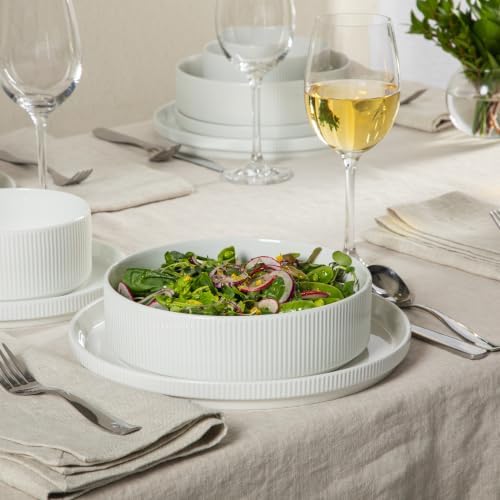 Gibson Home Plates and Bowls Set, 16 Piece Dinnerware Set for 4, Embossed - Image 5