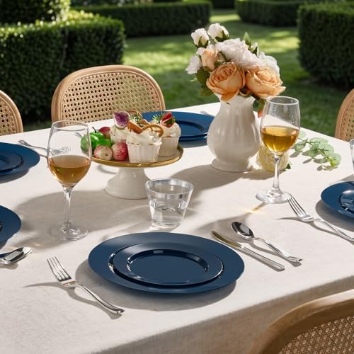 BESTVIP 200 Pack Premium Navy Blue Plastic Plates - Image 6