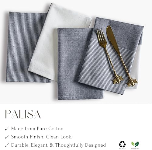 Denim Blue Cotton Cloth Napkins Set of 12, 18x18 Inch - Image 4
