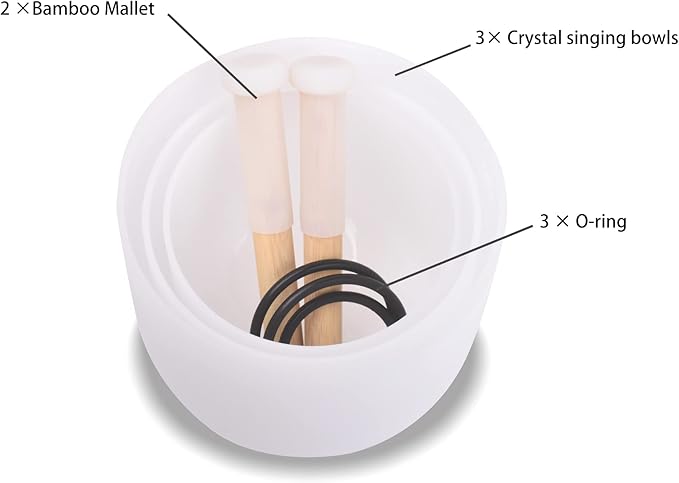 7inch 8inch 9inch Crystal singing bowls set sound bowl for healing Mindfulness, Meditation, Yoga, Spiritual and Body Healing Chakra Bowl (7C+8G+9E, 7 inch +8 inch + 9inch)