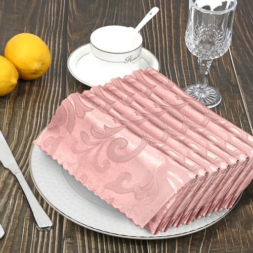 12 Pack Rose Gold Damask Satin Napkins 17 x 17 Inch - Image 6