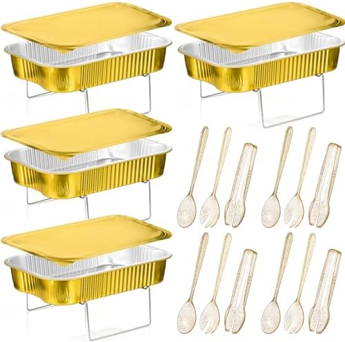 Maxcheck 4 Sets Disposable Chafing Dishes Buffet Set, Large by Maxcheck