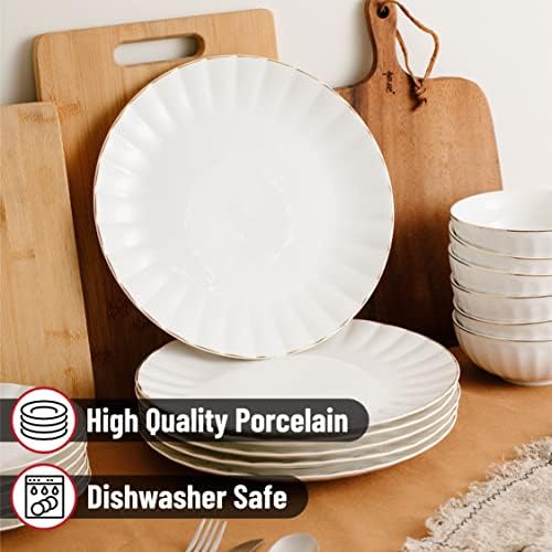BTaT- White Dessert Plates, Set of 6, 8 inch, White Porcelain with Gold Trim, Small Plate, Small Appetizer Plates - Image 4