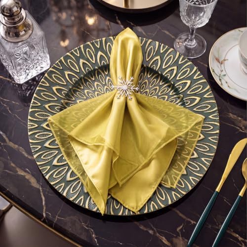 Tigeen 12 Pcs Organza Dinner Napkins 20x20 Sheer Sparkly,Shining Gold - Image 3