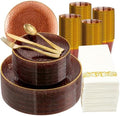 DaYammi 350PCS Amber Plastic Dinnerware Set for 50 Guests by DaYammiwillaccompanyyou