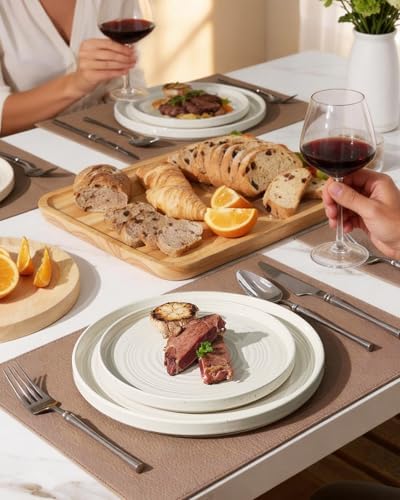 Stoneware Dinnerware Sets, Plates, Bowls, Dishes Set for 8 - Image 3