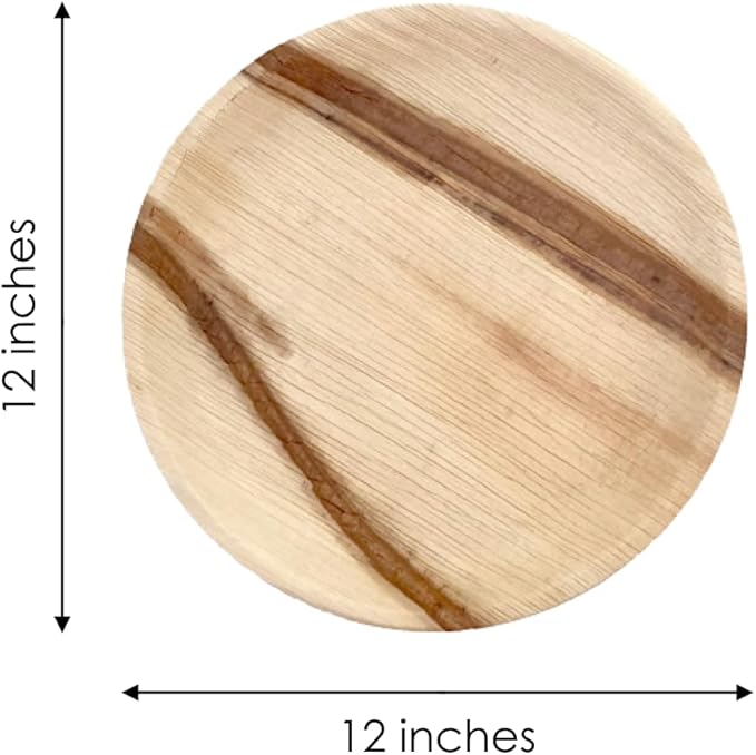 NEATtable Palm Leaf Plates | Disposable & Compostable | Eco Friendly & 100% Natural | Great for Outdoor Events, Wedding, Party, Barbecues | 12-inch Round Plate, Pack of 25