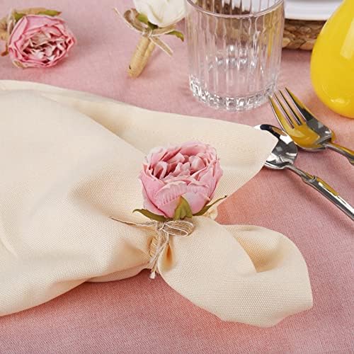 Flower Napkin Rings Set of 8,Pink Peony Flower Handmade Napkin Holder Rings Table Decorations for Wedding,Fall,Daily Party,Picnics,Banquet,Luncheons,Birthday,Christmas,Valentine's,Thanksgiving - Image 2