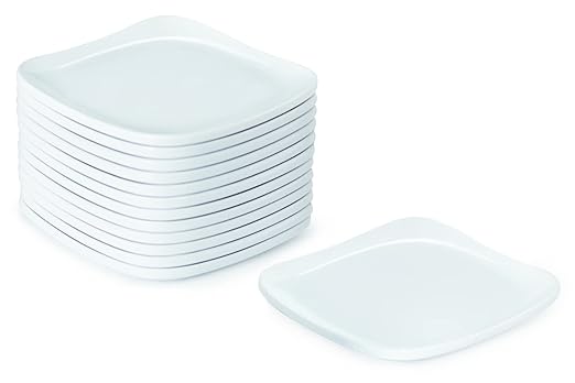 G.E.T. CS-6114-W-EC 4" Square Coupe Plate, Siciliano Dinnerware, White (Pack of 4)