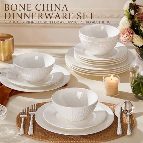 KINGSTONE 24Pc Bone China Dinnerware Set & 40Pc Flatware Combo Set for 8 - Image 3