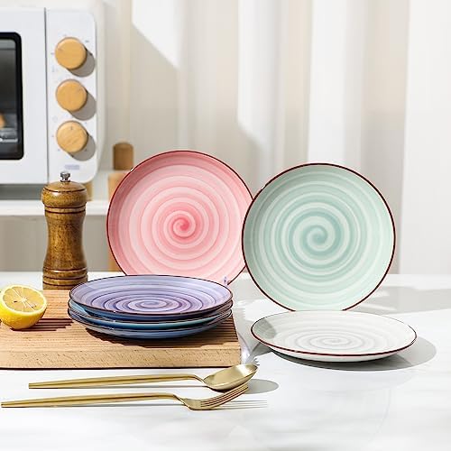 Selamica Ceramic Dessert Plates Set of 6, 6 Inch Appetizer Plate for Kitchen, Microwave Dishwasher Safe, Gradient Color - Image 4