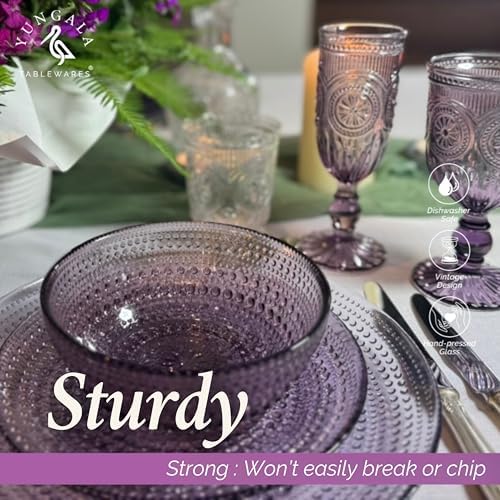 Purple Hobnail Dinner Plates Set 4 Pressed Glass 10.5 Inch - Image 7