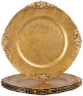 MAONAME Antique Gold Charger Plates Set of 6, Plastic Round Plate Chargers by MAONAME