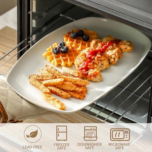 fMBB 3pcs Ceramic White Serving Platters, Large Rectangular Plate, Irregular Rectangular Trays - Party, Wedding, Entertaining, Microwave and Dishwasher Safe - 14 Inch - Image 3