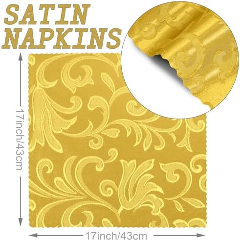12 Pack Gold Damask Satin Napkins 17 x 17 Inch - Image 3