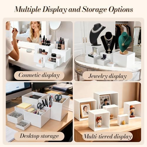 6 Pcs Buffet Risers with Mini Sign and Maker, Food Risers Display Stands for Buffet Table Party Catering Dessert Jewelry Collectibles, Nesting Cube Boxes with Hollow Bottoms (8",7",6",5",4",3") - Image 6