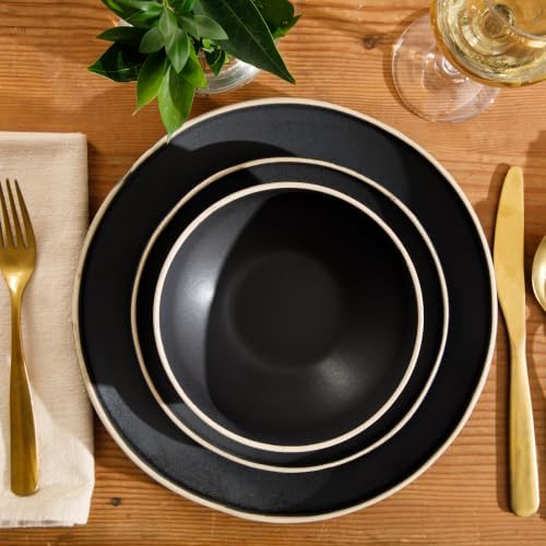 Gibson Elite Plates and Bowls Set, 12 Piece Dinnerware Set for 4, Black - Image 6