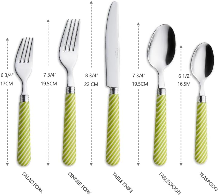 ANNOVA Silverware Set Stainless Steel Colorful Tableware Kitchen Flatware Set Utensils, Includes Dinner Knives, Forks, Spoons, Salad Forks & Dessert Spoons (Light Green, 20 Pieces) - Image 3