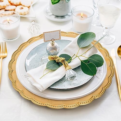 Kingrol 12 Pack 13 Inch Gold Charger Plates, Glam Dinner Chargers, Heavy Duty and Reusable Plastic Plates for Wedding Anniversary Christmas Party Table Setting - Image 4