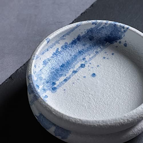 Uaral Salad Plate Stone Plates Appetizer Plates Portion Plate Japanese Serving Dishes Set of 4, 5.5 inch(Blue Stone Texture) - Image 3
