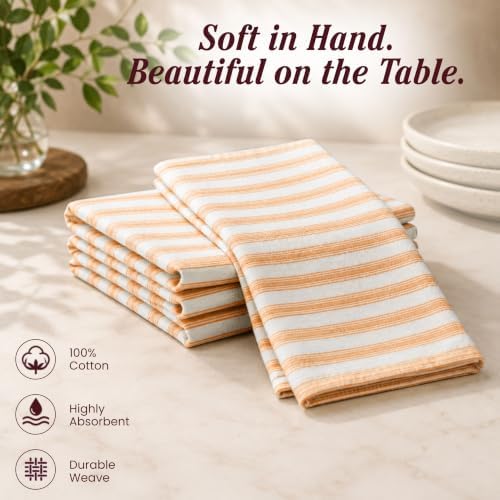 TWINY threads 12Pc 100% Cotton Cloth Napkins, 18"x18" (Mustard Yellow) - Image 2
