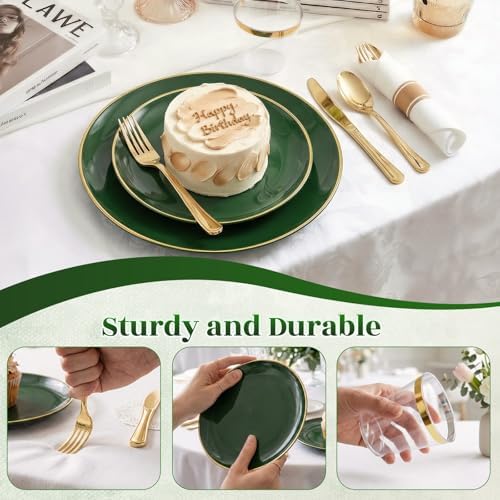 Green Gold Dinnerware Set Disposable Plates for 350PCS 50 Guests - Image 6
