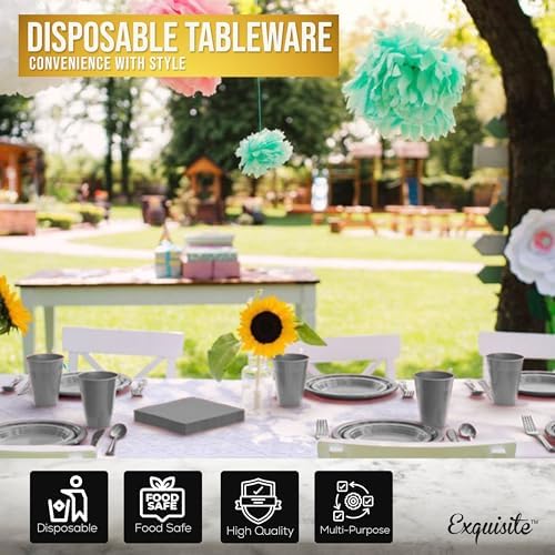 Exquisite 350 Pcs Silver Plates and Napkins Party Supplies Plate Sets - Image 5