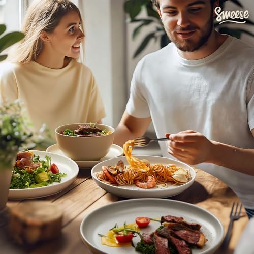 Sweese Dinnerware Sets Service for 4, 12 pcs Matte Speckled Glaze Plates and Bowls Sets, Handmade Ceramic Dish Set, Highly Chip and Crack Resistant Modern Plate Set, Multi-color - Image 6