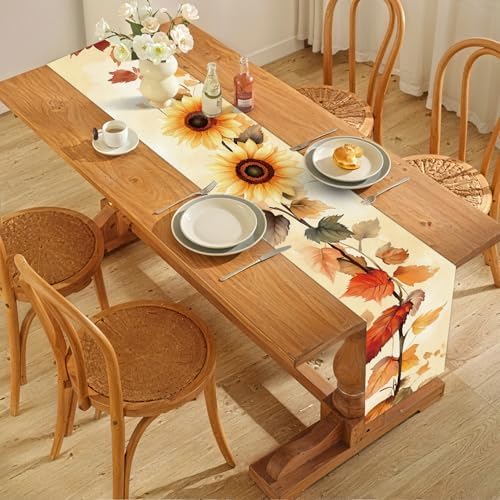 ANNA QUEEN Sunflower Fall Table Runner and Placemats Set of 6, 13"x72" Table Runner with 12"x18" Placemats, Autumn Sunflower Table Set for Thanksgiving, Kitchen, Farmhouse Decor - Image 5