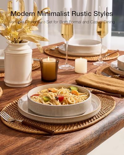 Famiware Star 8-Piece Plates and Bowls, Stoneware Dinnerware Dish Set for 4 - Image 4