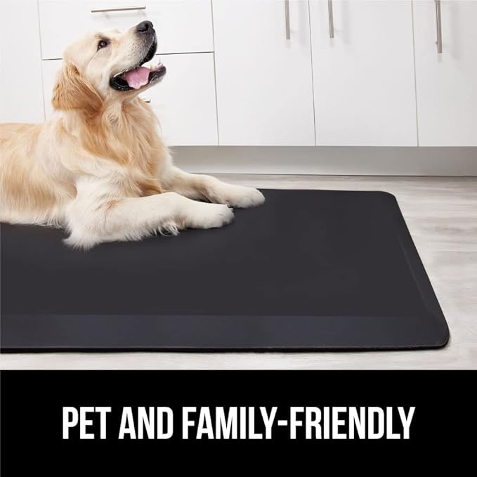 GORILLA GRIP Comfortable Cushioned Kitchen Mats for Floor, 39x20, Waterproof and Stain Resistant Soft Top, 3/4 Inch Thick Ergonomic Standing Desk Anti Fatigue Mat, Foam Supports Ankles and Feet, Black