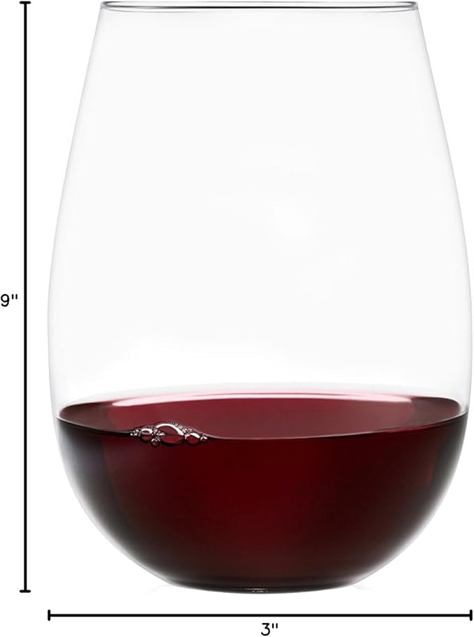 Set of 8 European-Made Stemless Wine Glasses | Named New York Times Best Stemless Glass of 2017 | 17 FL Oz. | 100% Lead-Free Crystal | Thin | Dishwasher-Safe | Gift Idea | Perfect for Everyday Use