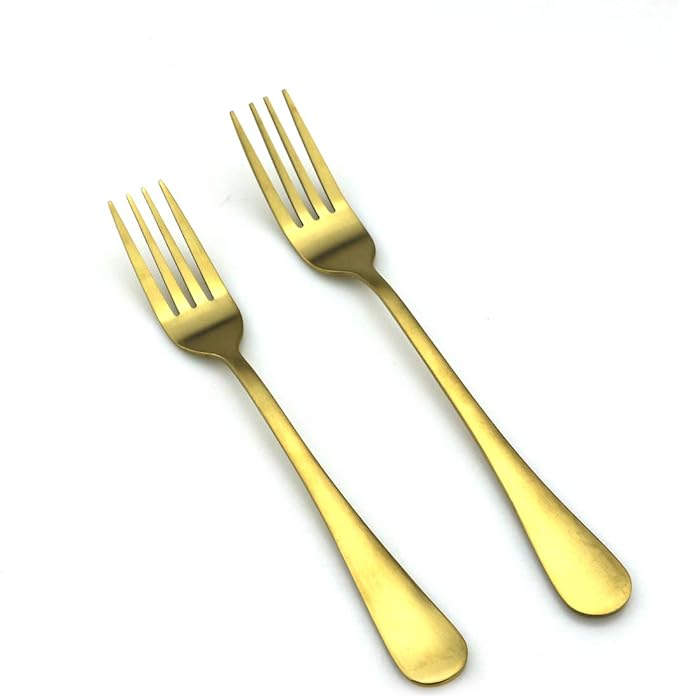 JASHII Modern Royal 5 Pcs Matte Gold 18/10 Stainless Steel Utensils Cutlery Dinnerware Set w/Drinking Straw, Knife Fork and Spoon Flatware Set for Wedding Festival Christmas Party Service for 1