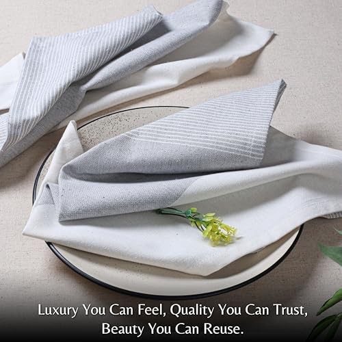 Grey Cotton Cloth Napkins Set of 12, 18x18 Inch - Image 2