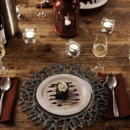 MAONAME Black Charger Plates Set of 6, Plastic Charger for Dinner Plates - Image 2