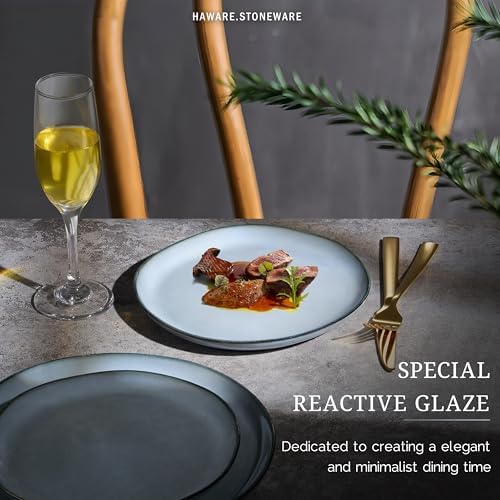 HaWare Stoneware Salad Plates Set of 6, 7.9” Heavy Duty Ceramic Plates, Reactive Glaze Dinnerware for Home Restaurant, Chip and Scratch Resistant, Microwave and Dishwasher Safe, Reactive Foggy Blue - Image 6