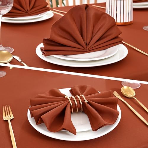Wolkemer Set of 4 Rust Cloth Thanksgiving Napkins 17 x 17 Inches - Image 5