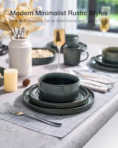 Famiware Star Dinnerware Sets with Mugs, Ceramic Plates and Bowls Set for 4 - Image 2