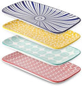 Selamica Ceramic Serving Platters, 14 Inch Serving Trays for Party Entertaining, Large Rectangular Serving Plates for Appetizer, Charcuterie, Dessert, Fruit, Set of 4, Assorted Colors by Selamica