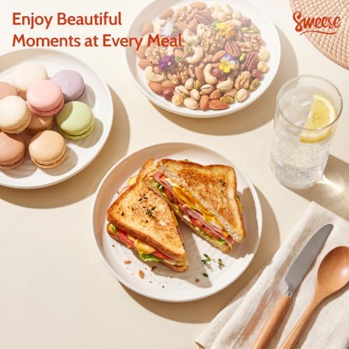 Sweese Appetizer Plate, 6 in Porcelain Small Dessert Plates Set of 6, White - Image 5